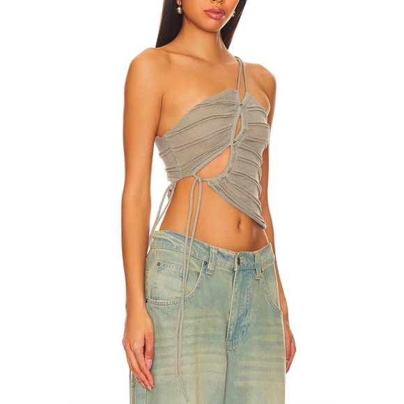 Jaded London Asymmetric Knit Top Grey MEDIUM Cut Out Festival One Shoulder NEW - Picture 6 of 6